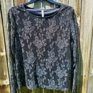 Black Sparkling Sequin Top Petite